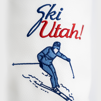 Ski Utah! Driver Headcover | Premium White Ski Utah! License Plate Driver Headcover