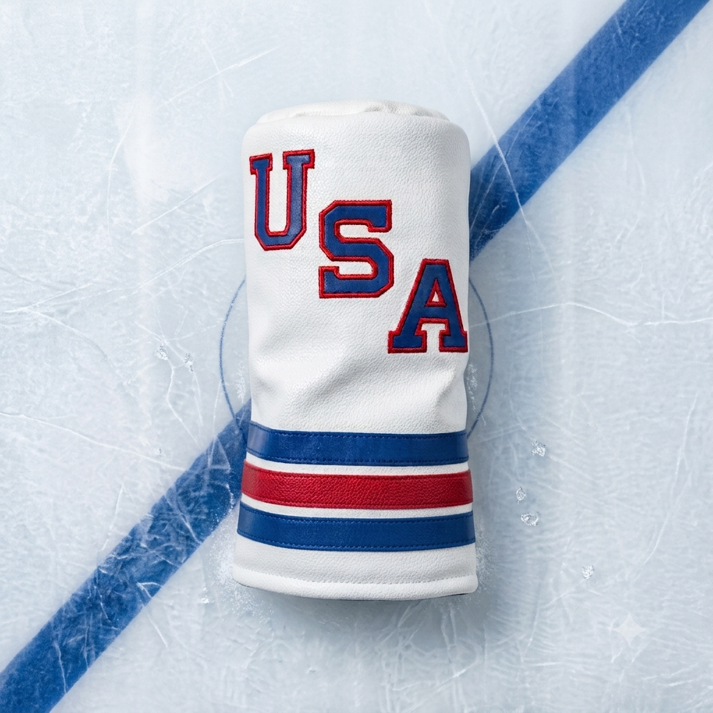 USA Classic Driver Headcover | Premium White Vintage Hockey-Inspired Driver Headcover